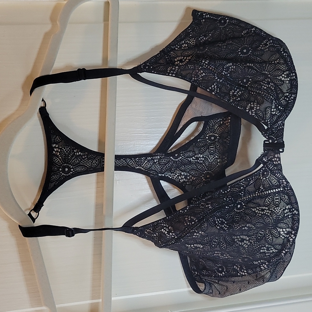 Strappy sexy victoria's secret lace front close racerback cage bra